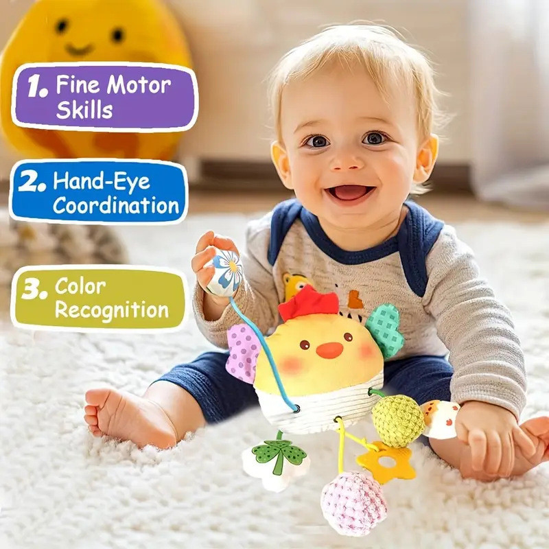 Bebê Caranguejo Puxar Cabo Pendurado Brinquedo Macio Pelúcia Crinkle Chocalho Desenvolvimento Sensorial Carrinho De Carr