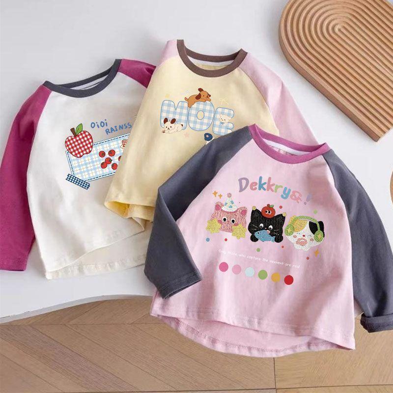 Meninas de manga comprida alemão veludo camiseta bebê camisa de fundo primavera outono 2026 crianças médias pequenas ver