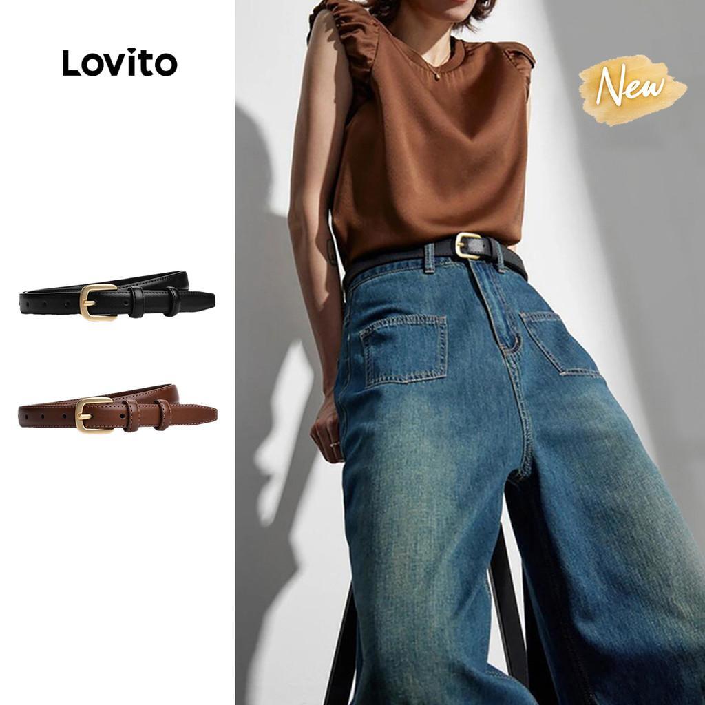 (New Arrival) Lovito Cinto Elegante Liso Minimalista De Cor Sólida Para Deslocações BTD001BR018