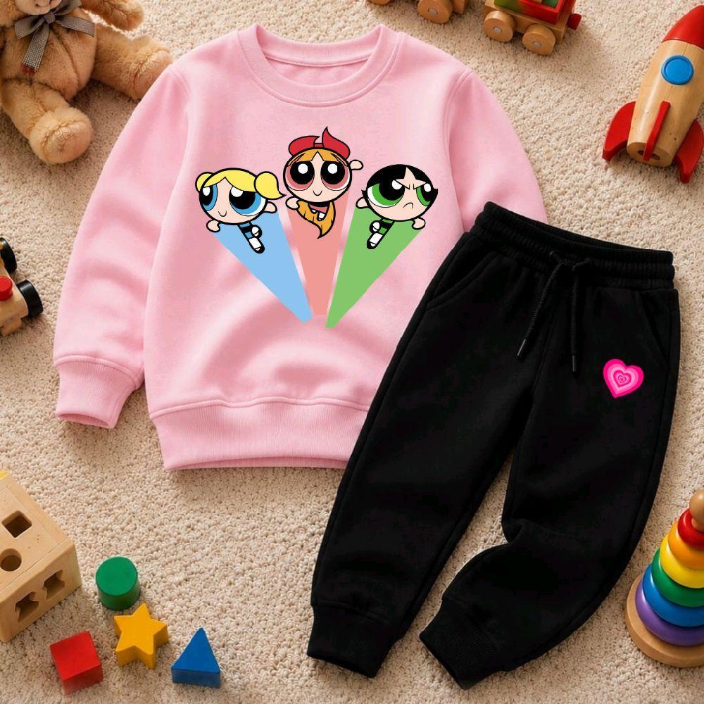 Conjunto Moletom Infantil Feminino Estampado Menina Poderosas Blusa peluciada e Calça Flanelado Kit Moda de Criança