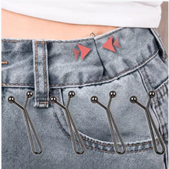 Kit Ajustador de Cintura Calça Jeans Sem Costura - Prendedor Invisível Reutilizável Gun Black