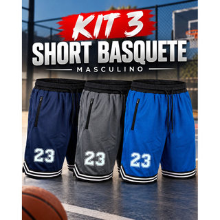 Kit 3 Shorts Basquete Bermuda Masculina Dryfit Academia Leve e Respirável