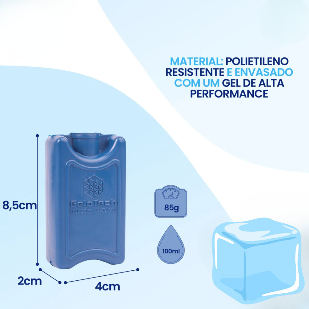 Kit 2 Unidades Gelo Reutilizável Artificial Rígido 100 ml Para Cooler Lancheiras Medicamentos Bebidas — imagem 2 de 2