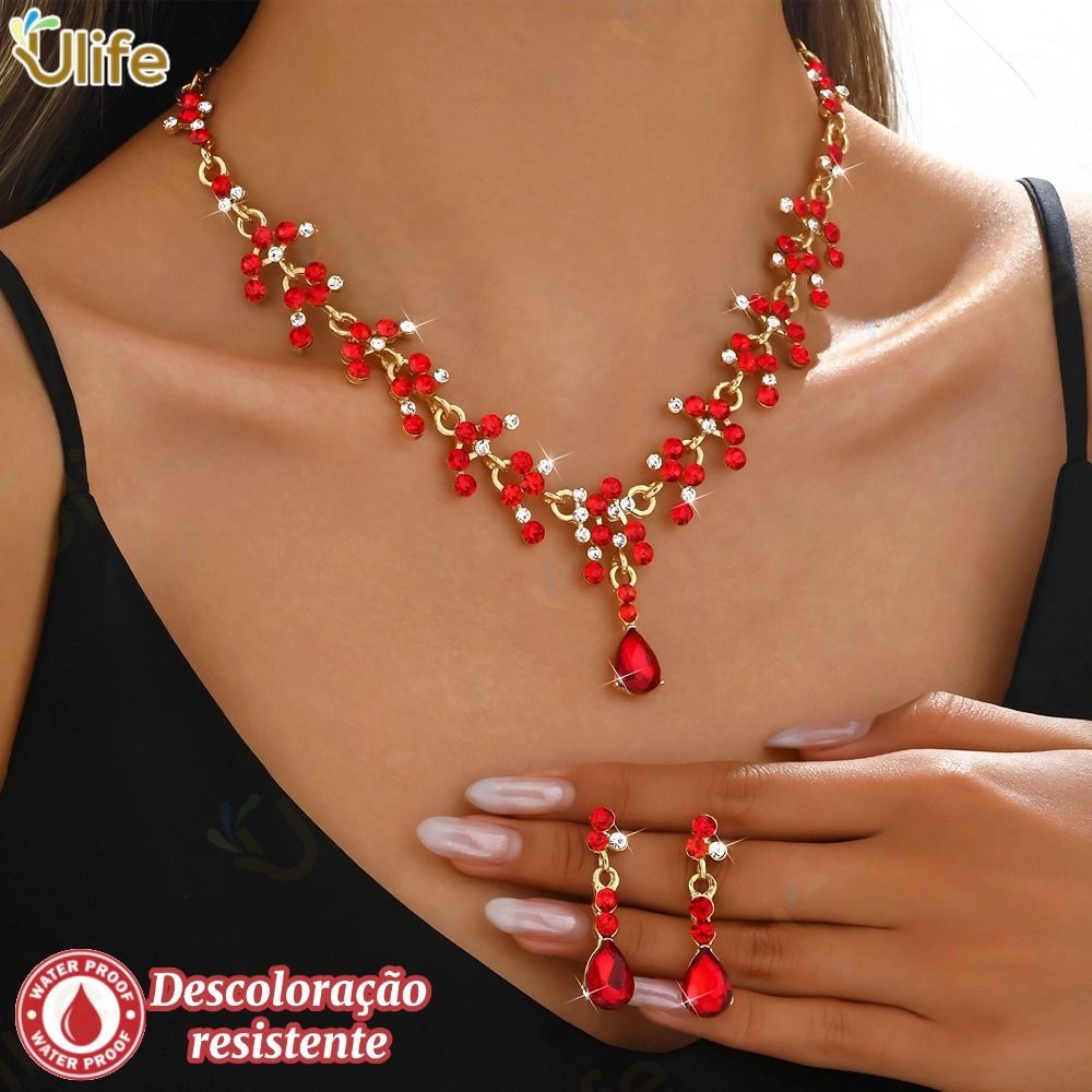 Imagem Conjunto De Joias De Noiva Com Strass Colar De Coroa , Brincos Para Concurso De Baile De Casamento KIT3-UL