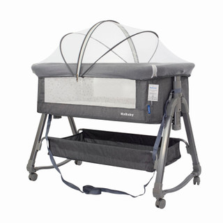 Berço Portátil Moises Co-bed Dobrável Com Abertura Lateral Balanço Mosquiteiro e Cesto até 9kg Cinza KaBaby