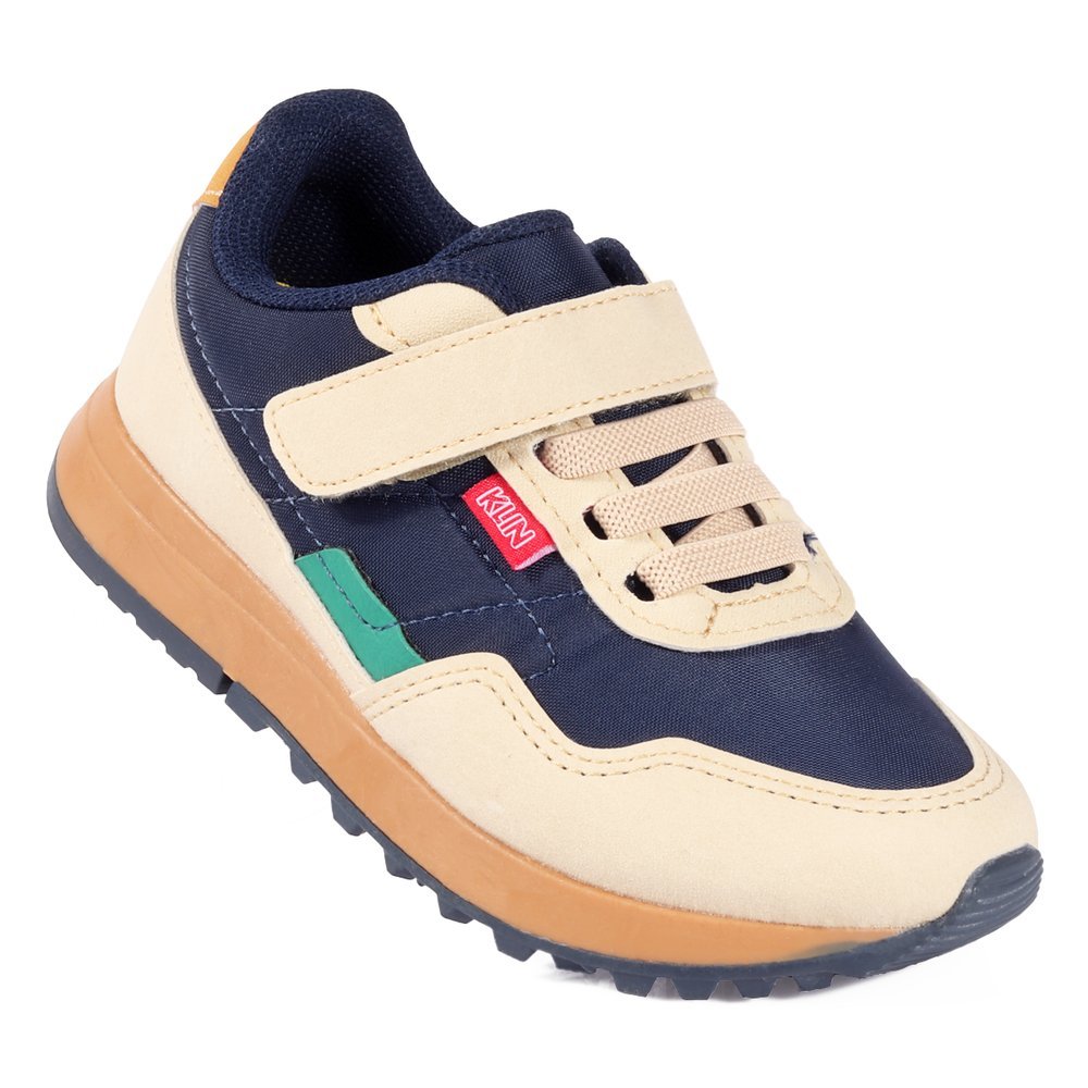 Tênis Infantil Masculino Klin Walk Kids Juvenil Marinho, Bege e Caramelo Estilo Retro Super Leve e Confortável — imagem 2 de 2