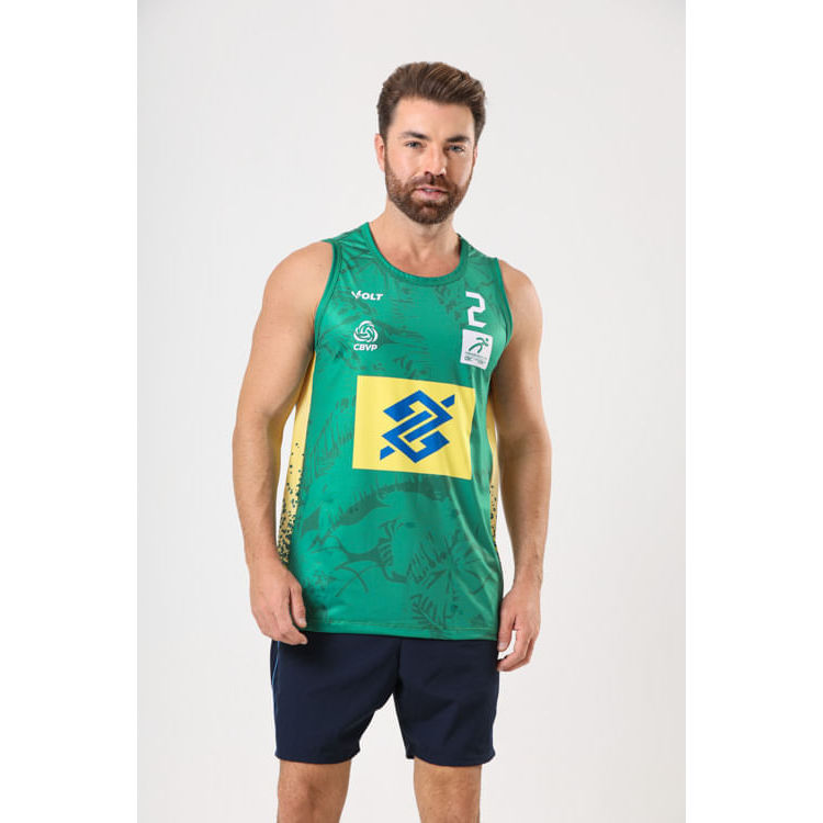 Regata Vôlei De Praia Brasil Oficial Masculina Verde Volt