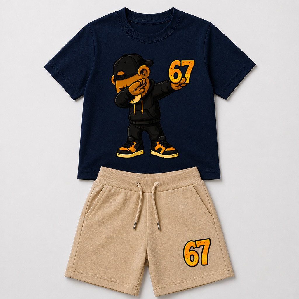 Kit 2 Pecas Conjunto Infantil Menino Camisa Algodao e Short Moletinho Confortavel Premium Moda Verao Casual Lançamento