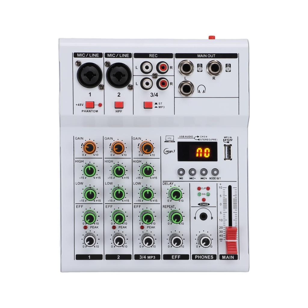 Alomejor Mini Mixer De Áudio Metal 4 Canais DJ Placa De Mistura Com BT MP3 USB 48V Phantom Power Ideal Para Gravação Em 
