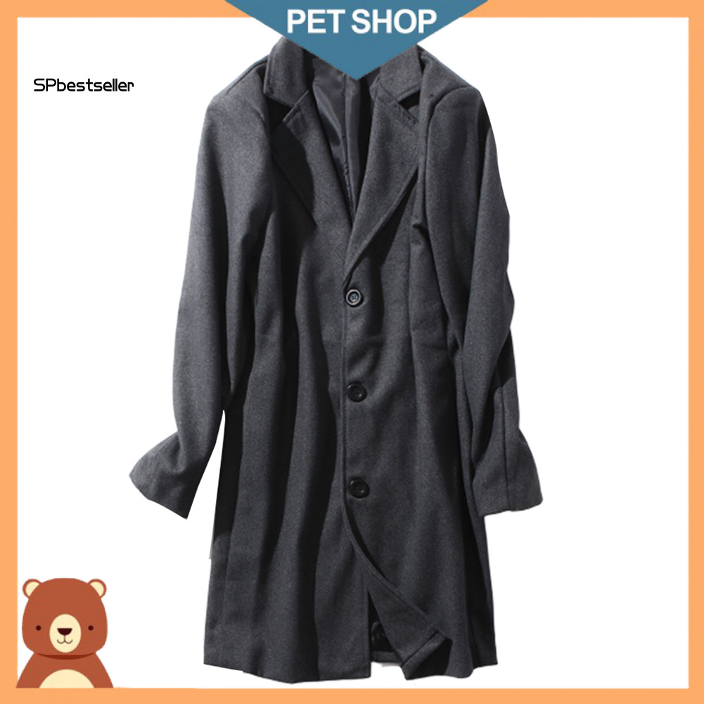 Sp Masculino Inverno Lapela Gola De Lã Bolsos Trespassados Plus Size Trench Coat