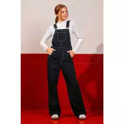 Jardineira Jeans Juvenil Menina Beats Preto