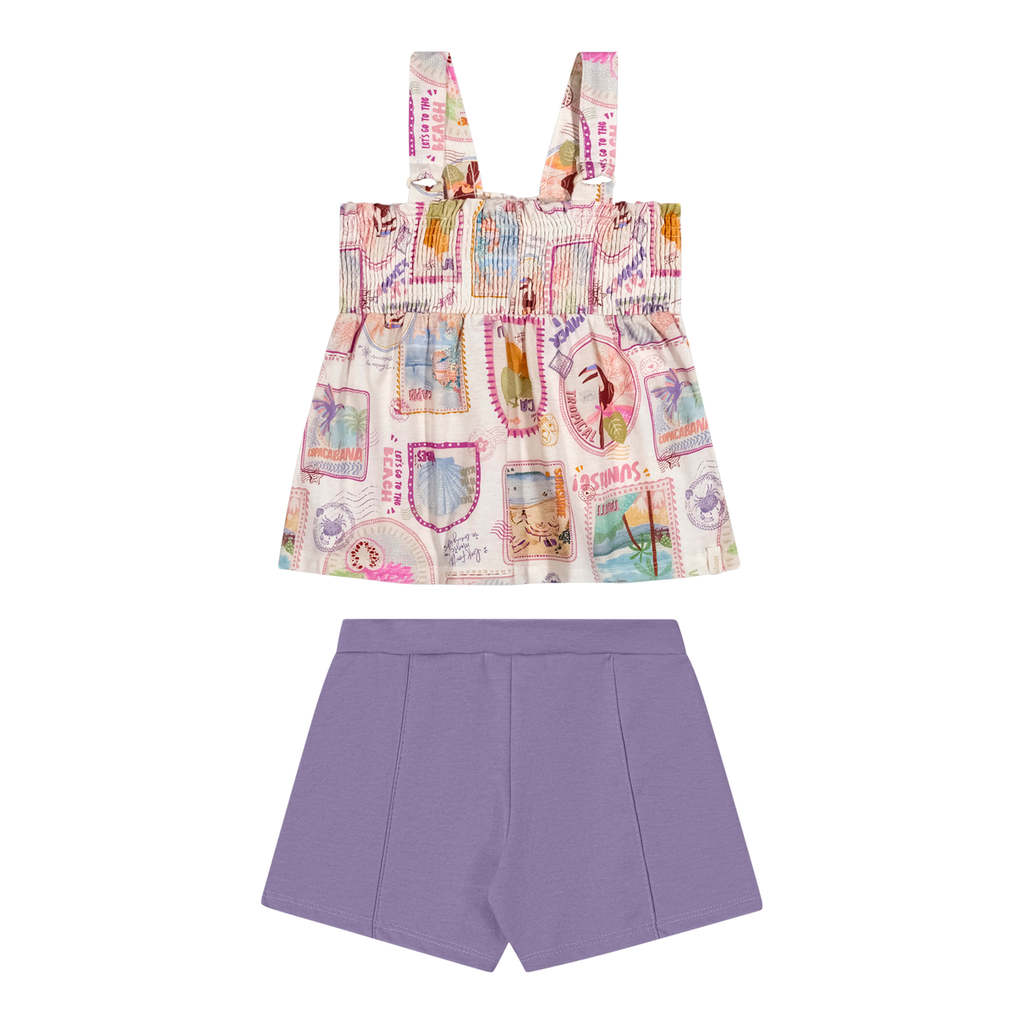 Conjunto Infantil Menina Stamp Elian Bege — imagem 2 de 2