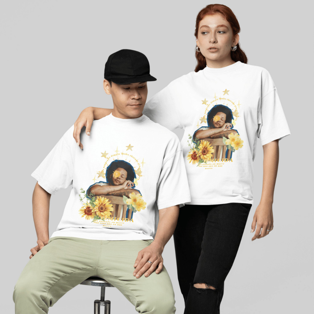 [Camiseta Premium em Algodão Puro]GXG Camiseta Oversized Emicida AmarElo Rapper Moda Streetwear 100% Algodão Unissex
