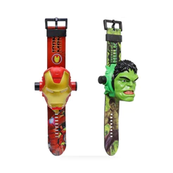 Relógio Projetor Infantil Hulk Ou Homem De Ferro Modelo Sortido Etitoys
