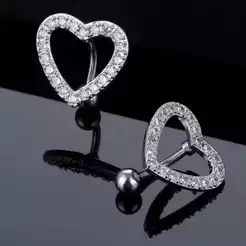 Piercing de umbigo/ decoração em coração de zircão