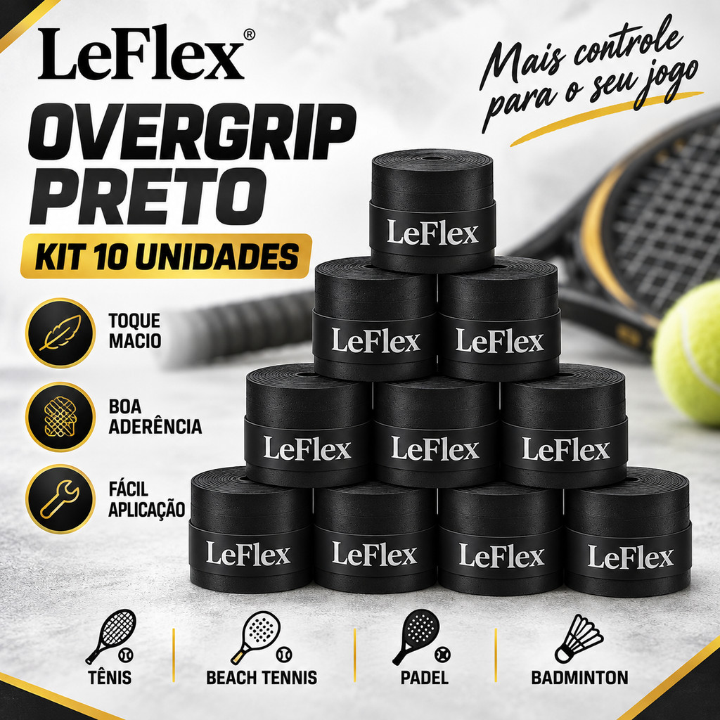 Kit 10x Overgrip Fita Premium Cabo Raquete Beach Tenis Tennis Padel Badminton Confort Grip Seco