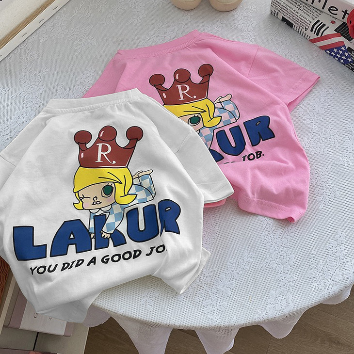Crianças crianças meninas médio pequeno crianças camiseta de manga curta verão novo estilo dos desenhos animados impress