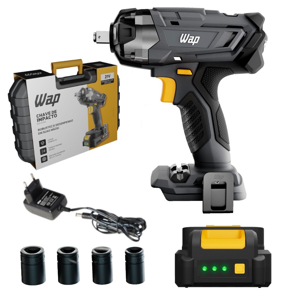 Chave de impacto a bateria 21V encaixe 1/2" com bateria - K21 CH01 Wap