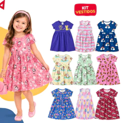 Kit 4 Peças Vestido Infantil Menina Feminino Verão 1 ao 8