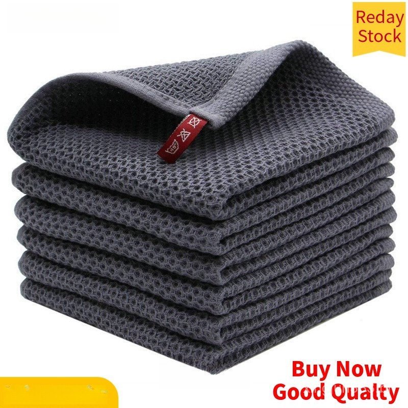 Panos De Cozinha Cotton Waffle Weave , Toalhas De Prato Ultra Macias Absorventes De Secagem Rápida