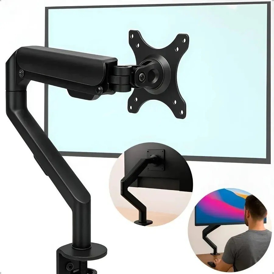 Suporte Articulado para Monitor 17 a 32 Pol VESA 75x75/100x100 com Morsa Preto ou Branco Ajustável-Aitek ASP-1332P/B
