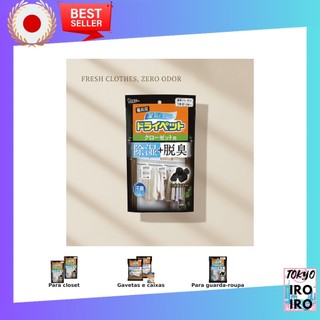 Kit Desumidificador Japonês Dry Pet Carvão Binchotan Tira Umidade e Odor Para Guarda-Roupa Closet 4 Folhas