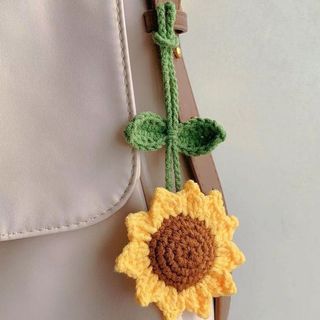 Terminado girassol crochê tricotado à mão matando Kui mochila carro pequena joia pingente pingente de estudante