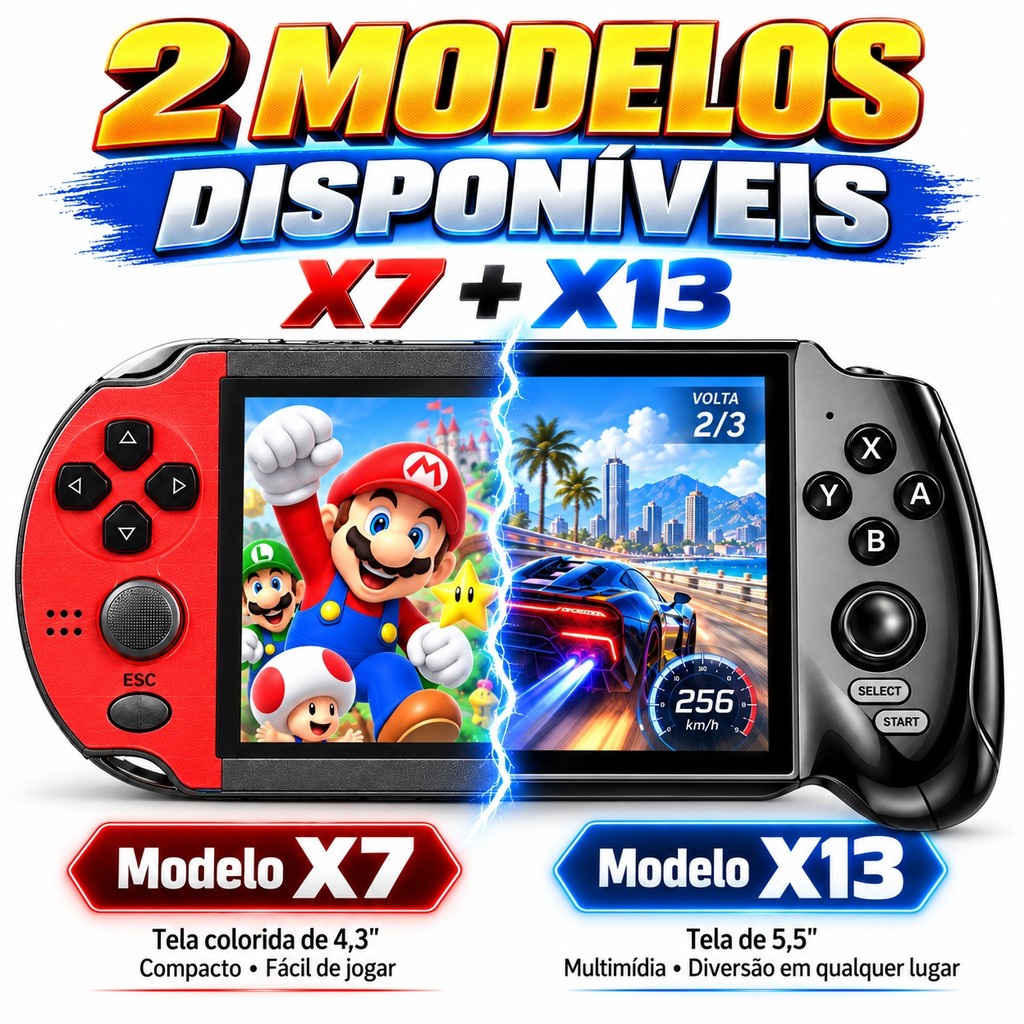 2026 Video game Portatil Tela 5.5" /4.3" +10000 video game retro 8GB, Console de Mão Memoria Expansivel