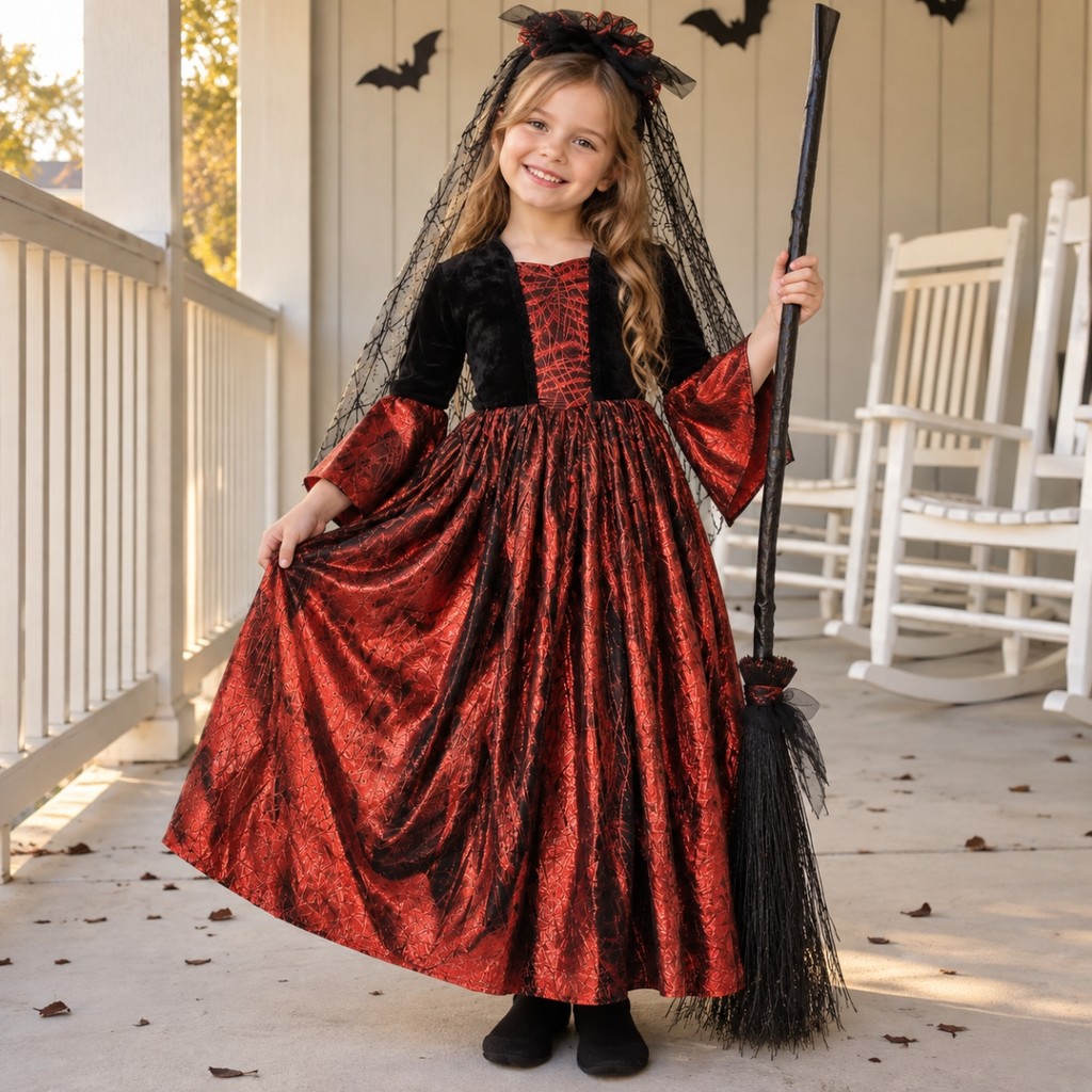 Fantasia Halloween Bruxinha Infantil Criança Menina Vestido + Tiara