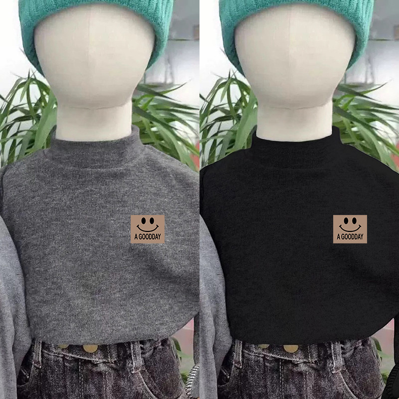 Crianças bebê 2026 outono inverno alemão veludo manga comprida camiseta com meia gola alta camisa de fundo meninos menin