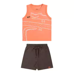 Conjunto Bebê Menino Crocodilo Puff Elian Laranja