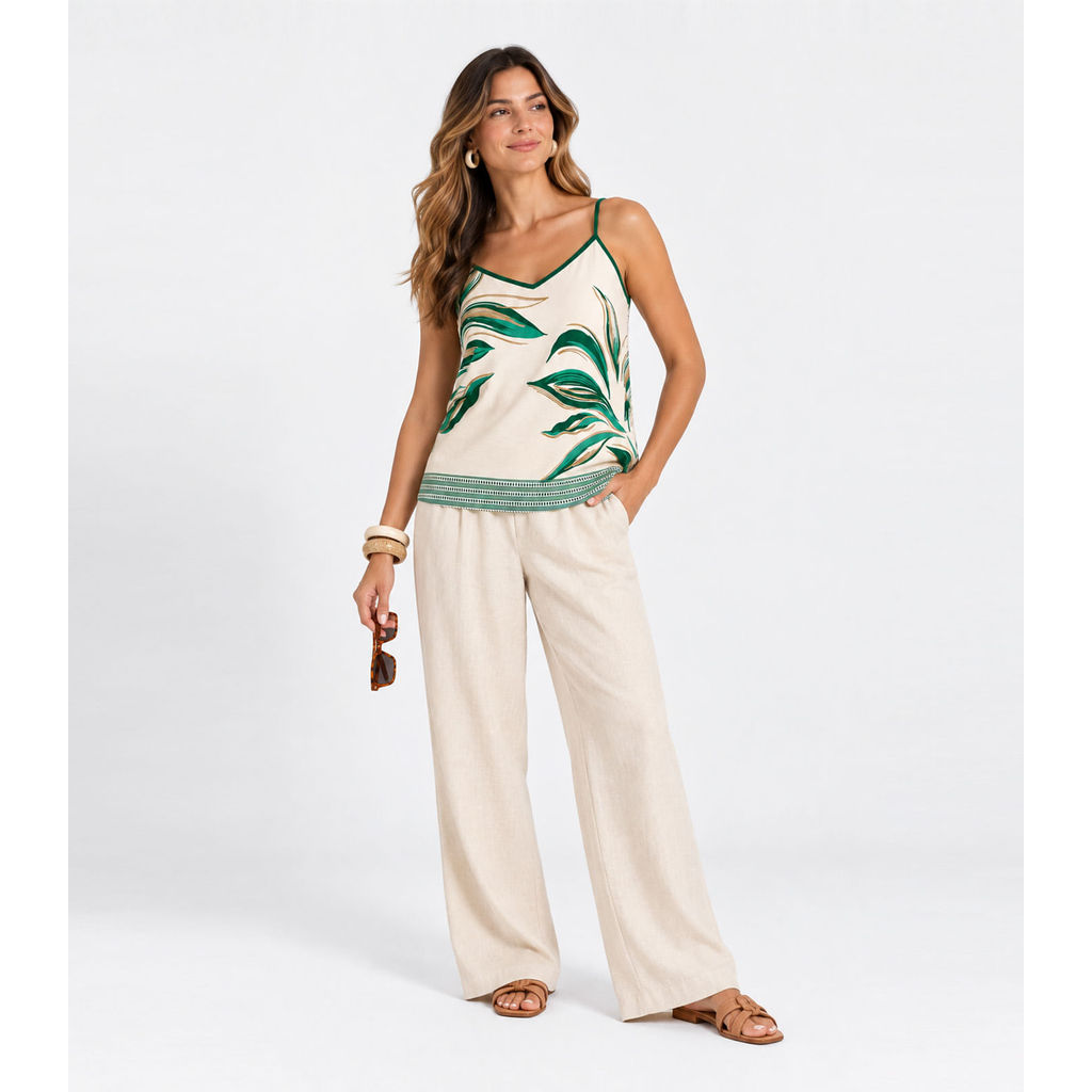 Blusa De Alça Verão Feminino Rovitex Verde — imagem 2 de 2