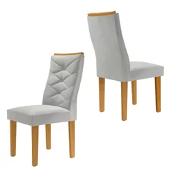 Conjunto 2 Cadeiras para Sala de Jantar Germany Espresso Móveis Cinamomo/Boucle Gelo