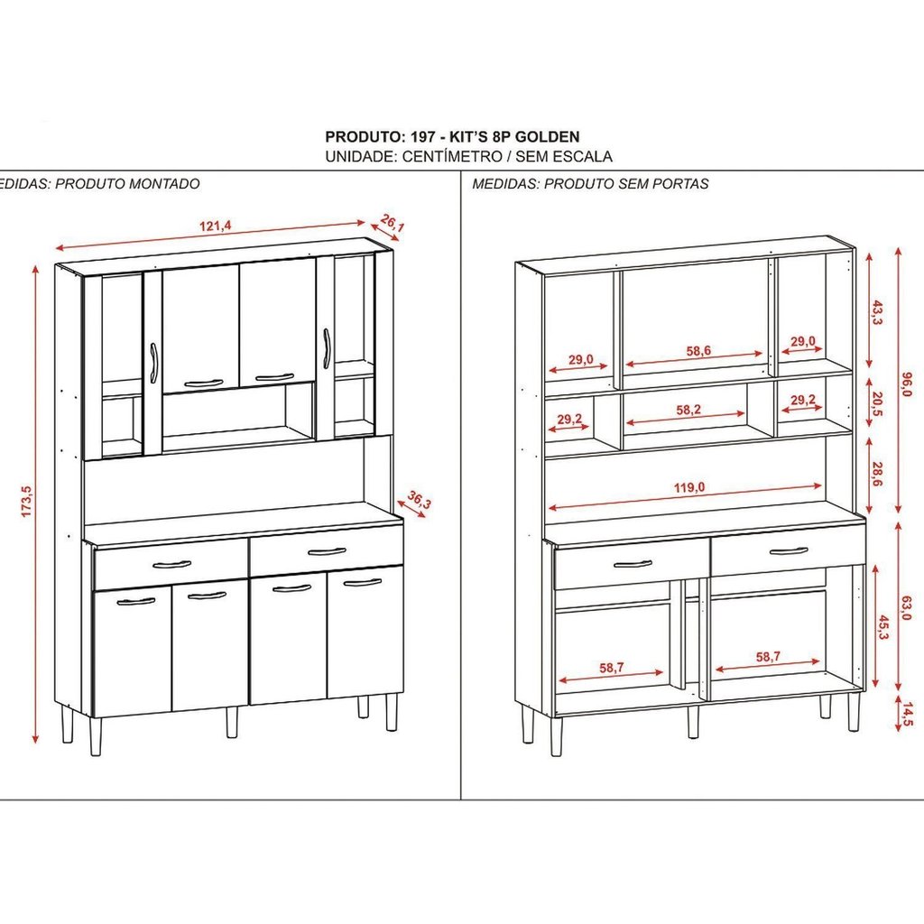 Armário de Cozinha 8 Portas 2 Gavetas Branco/Freijó/Soft Freijó/Soft · foto 2