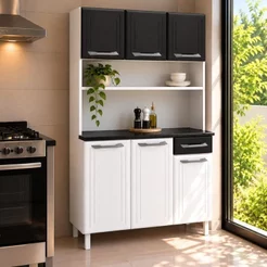 Armário de Cozinha em Aço Triplo Topázio Smart Preto/Branco Branco/Preto