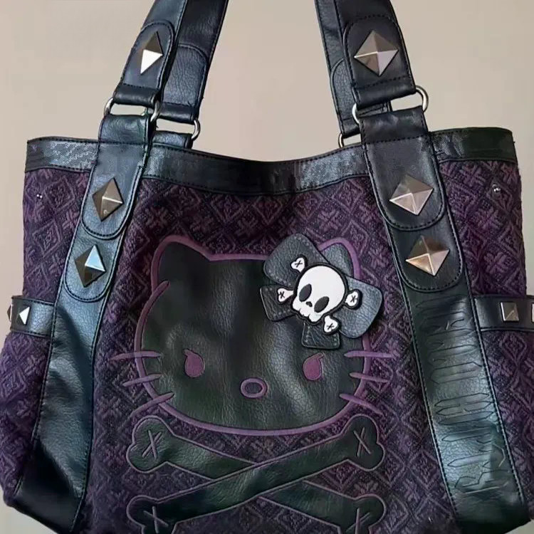 Sacola Feminina Y2K Cat Patches Bolsa High Street Vintage Handle