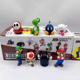 Conjunto de 8 miniaturas de Luigi, Yoshi, Bowser e Toad, com chaveiros, adoráveis pingentes de personagens, decoração de