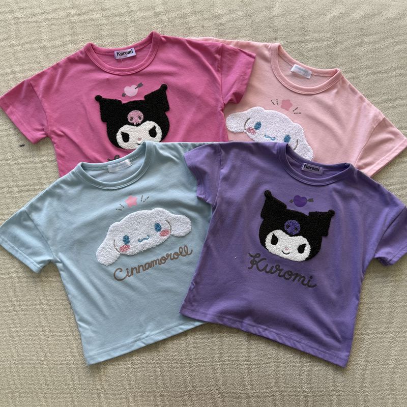 100-130 tamanho comércio exterior verão meninas crianças bonito dos desenhos animados camiseta de manga curta topo