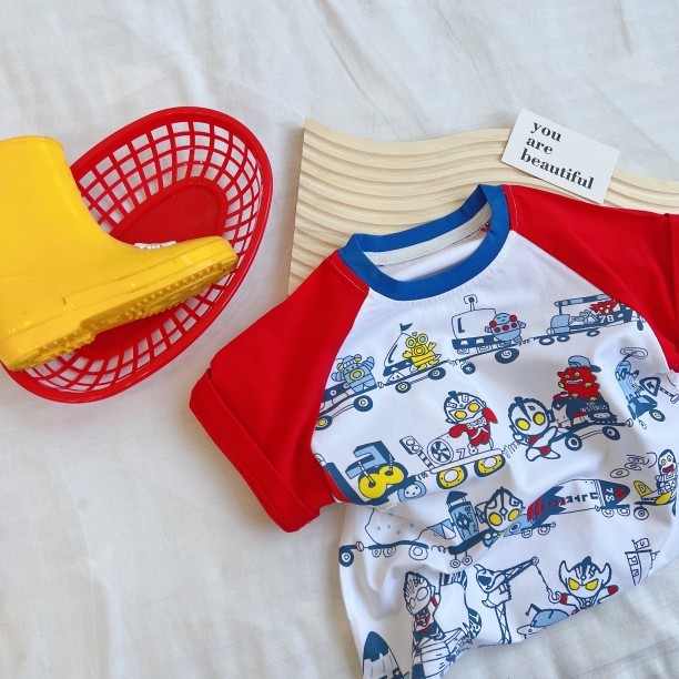 Crianças colisão homem camiseta gelo porcelana algodão manga Raglan dinossauro dos desenhos animados rosto-mudando remen