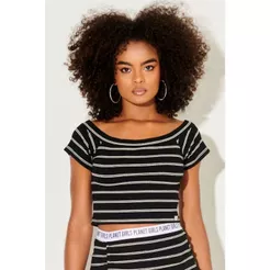 Cropped Feminino Ombro a Ombro Planet Girls Preto