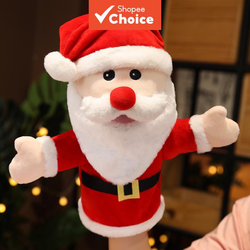 Fantoche de Mão de Papai Noel, Boneco de Pelúcia Macio com Boca Móvel para Contação de Histórias no Natal, Presente
