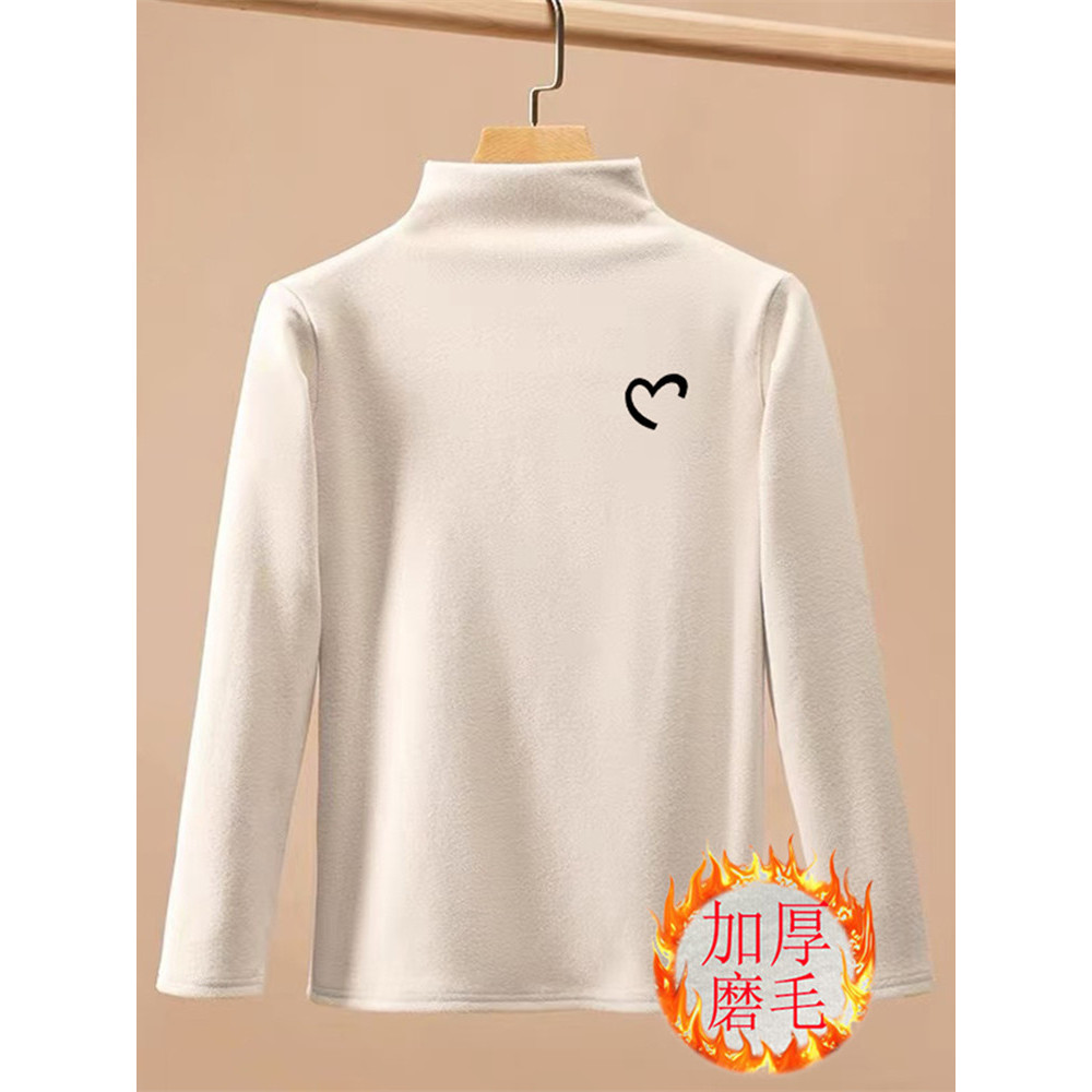 Meninos meninas meia gola alta manga comprida camiseta outono inverno grandes crianças forro de lã camisa de fundo velud