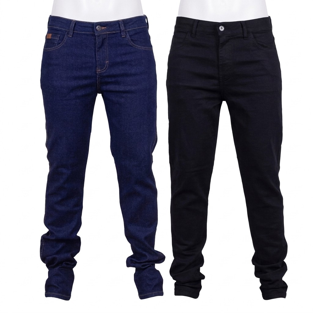 Calça Jeans Masculina De Trabalho Reta Com Elastano Azul ou Preta Tamanhos 36 ao 48