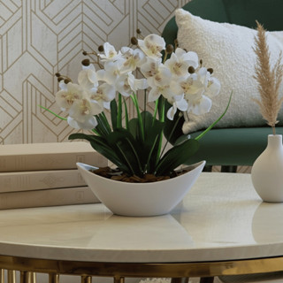 Arranjo de Orquídea Artificial Planta Decorativa Vaso e Casca Polida em Oferta na Shopee