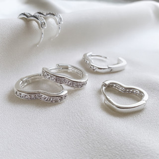 Trio de Brincos Argola Coração Cravejado em Prata 925 em Oferta na Shopee