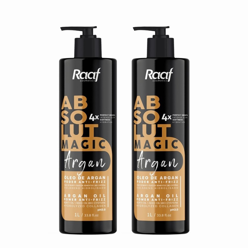 Kit 2 Selante Capilar Anti-Frizz Argan Absolut Magic Raaf Cosmetics Alisamento Profissional - 1L