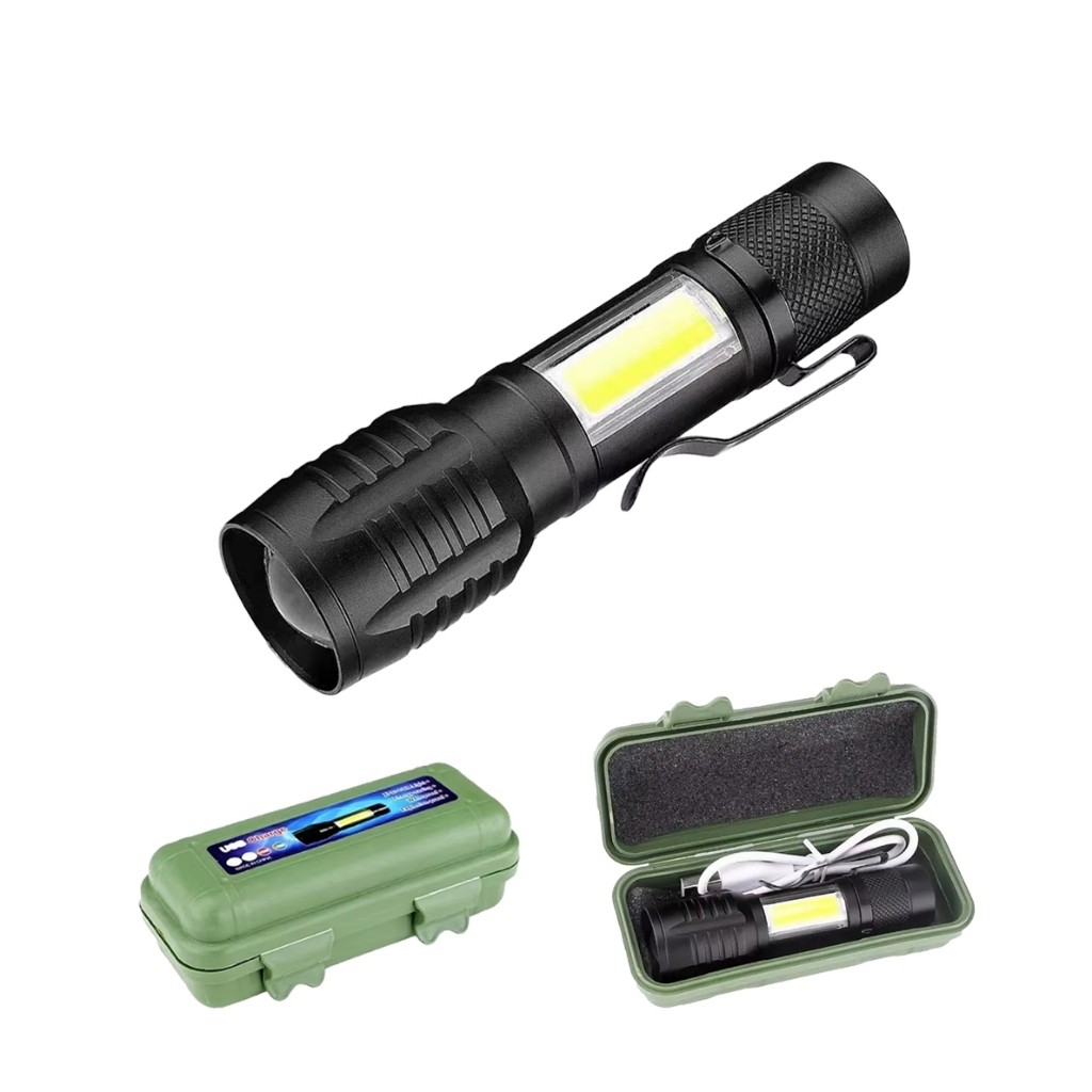 Imagem Kit Mini Lanterna Tática Com Led Zoom Ajustavel Recarregável Usb - BM535