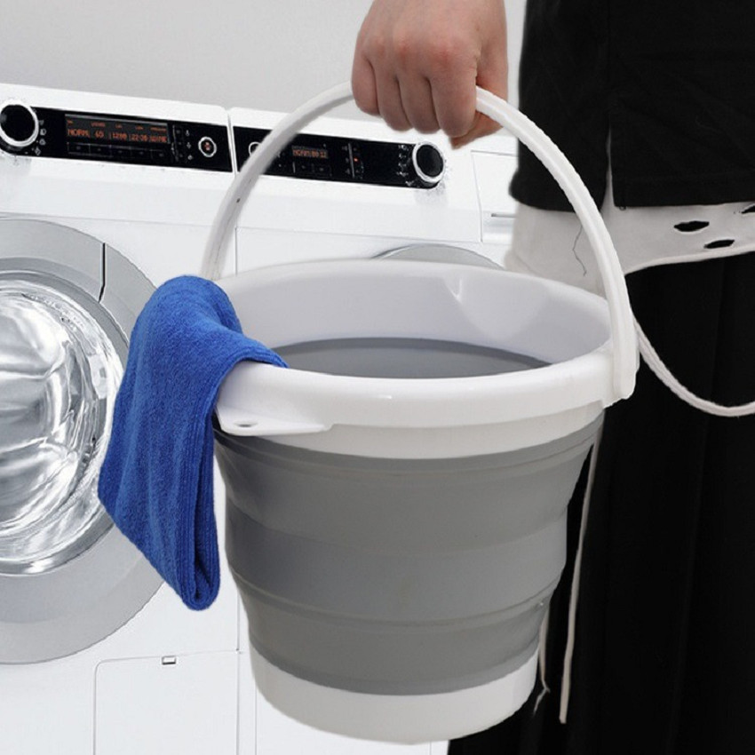 Balde Silicone Dobrável Retrátil 10 Litros Com Alça  Balde Com  Flexível Resistente,Para Camping, Viagem e Casa em Oferta na Shopee