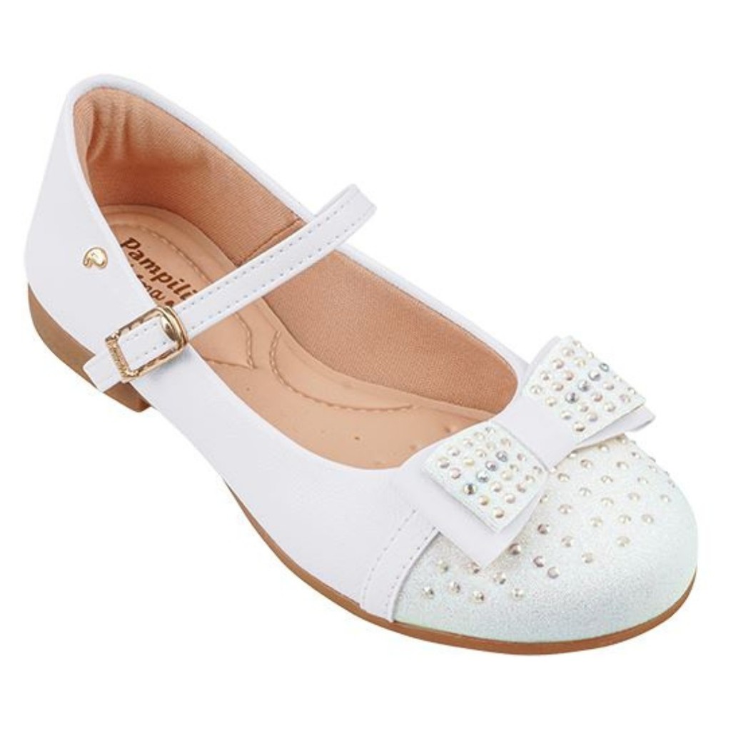 Sapatilha Infantil Pampili Angel 100.519 Com Laço e Glitter Strass