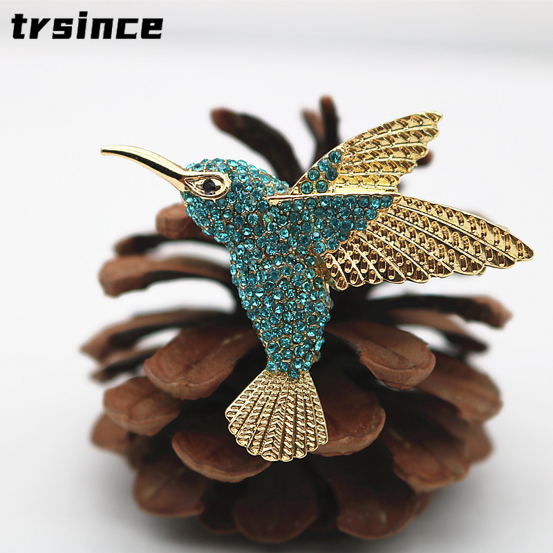 Retro Bonito Beija-Flor Broche Feminino Corsage Requintado Casaco Pino Jóias Para Mulheres Acessórios De Festa De Casame